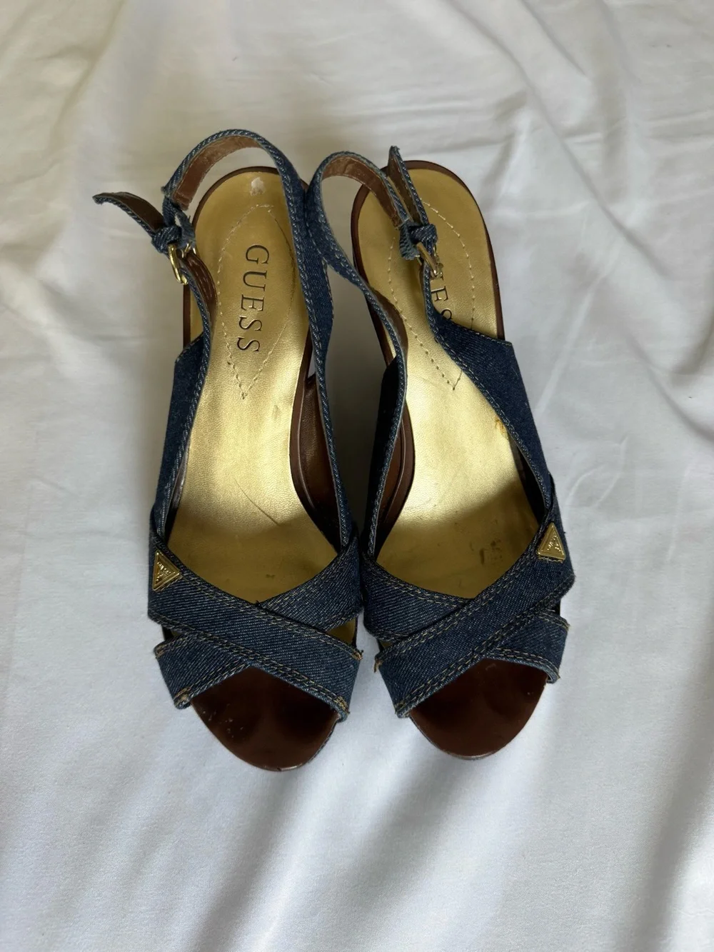 Guess Y2K Denim Wedge Slingback Wedges -